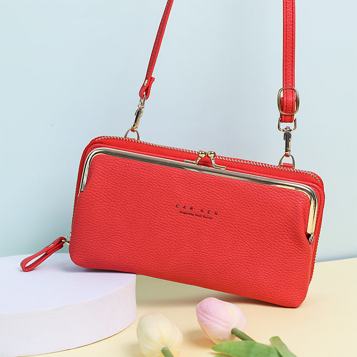 Multifunktionale Umhängetasche mit großem Fassungsvermögen und Kiss-Lock-Design - Rot - image 9