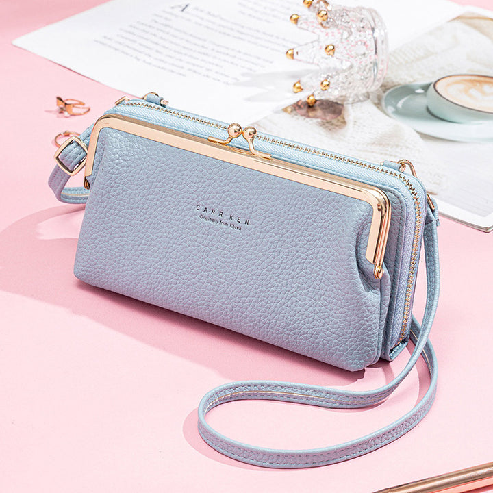 Multifunktionale Umhängetasche mit großem Fassungsvermögen und Kiss-Lock-Design - Hellblau - image 0