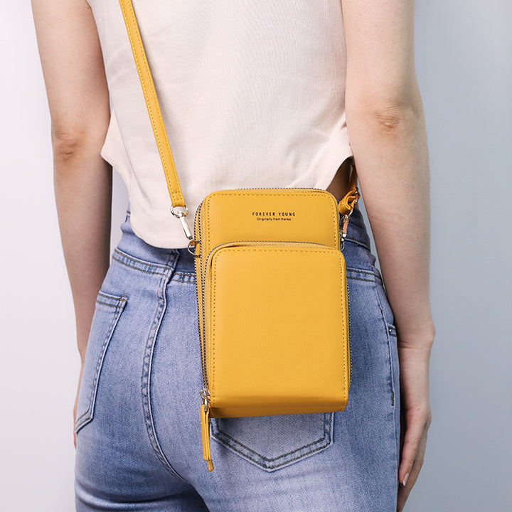 Handytasche mit mehreren Fächern und transparentem Fenster - Goldrute - image 0