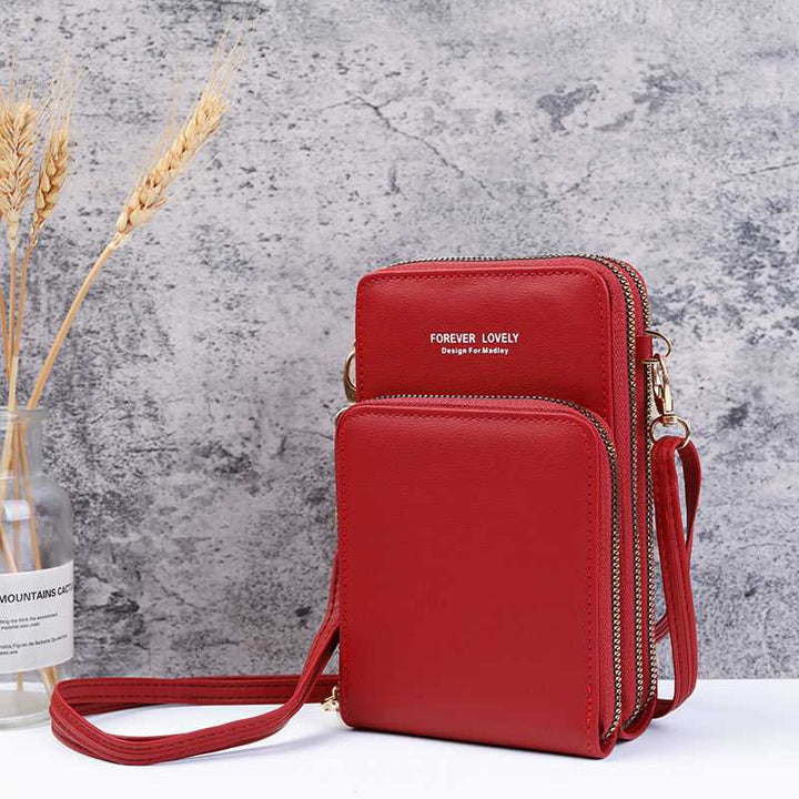 Handytasche mit mehreren Fächern und transparentem Fenster - Rot - image 15