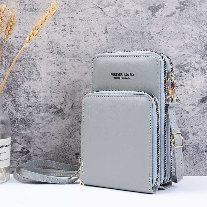 Handytasche mit mehreren Fächern und transparentem Fenster - Hellblau - image 18