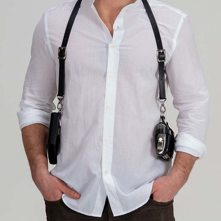 Herren Anti-Diebstahl versteckte Unterarm Gurt Holster Leder Weste Tasche