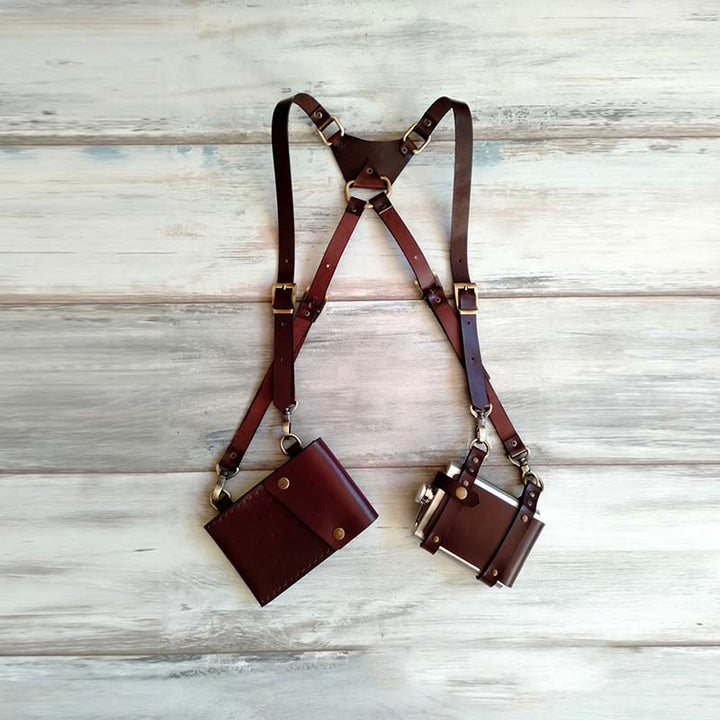 Herren Anti-Diebstahl versteckte Unterarm Gurt Holster Leder Weste Tasche