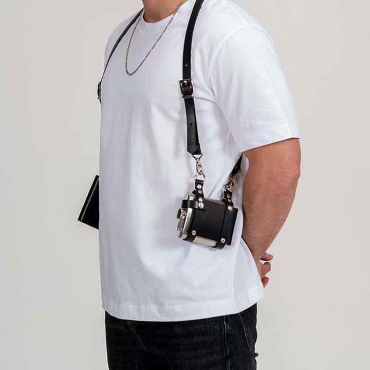 Herren Anti-Diebstahl versteckte Unterarm Gurt Holster Leder Weste Tasche