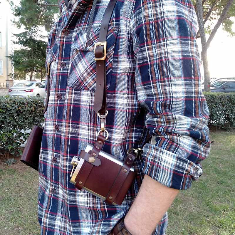 Herren Anti-Diebstahl versteckte Unterarm Gurt Holster Leder Weste Tasche