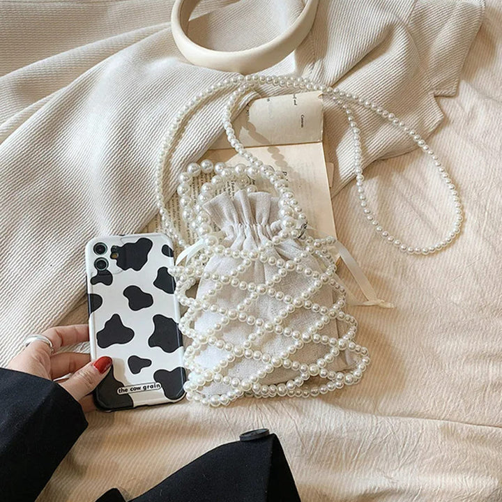 Handtasche aus Acrylperlen mit Futter für Damen, Vintage-Umhängetasche