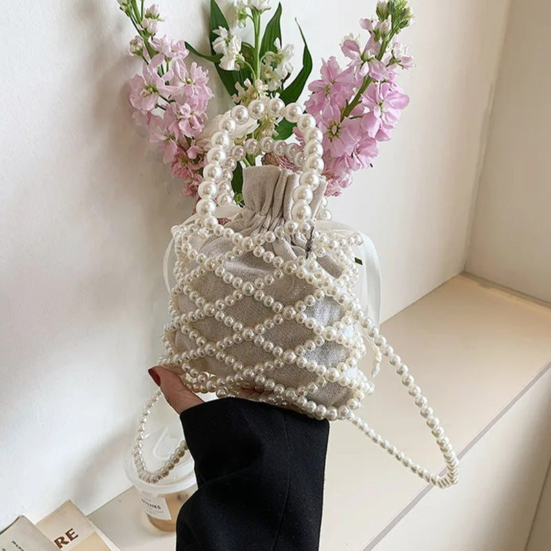Handtasche aus Acrylperlen mit Futter für Damen, Vintage-Umhängetasche