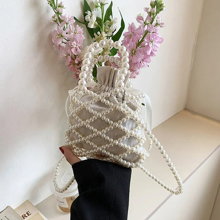 Handtasche aus Acrylperlen mit Futter für Damen, Vintage-Umhängetasche