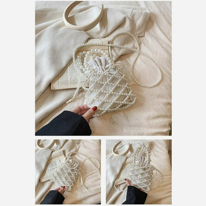 Handtasche aus Acrylperlen mit Futter für Damen, Vintage-Umhängetasche
