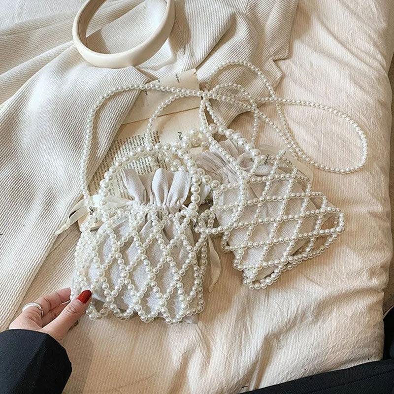 Handtasche aus Acrylperlen mit Futter für Damen, Vintage-Umhängetasche