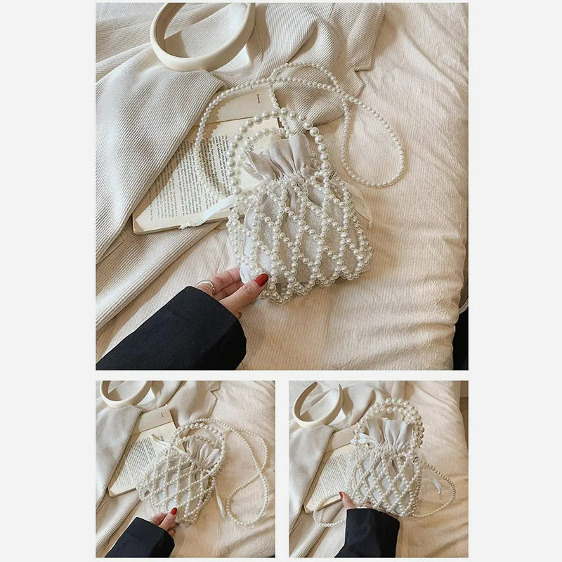 Handtasche aus Acrylperlen mit Futter für Damen, Vintage-Umhängetasche