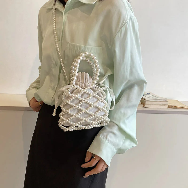 Handtasche aus Acrylperlen mit Futter für Damen, Vintage-Umhängetasche