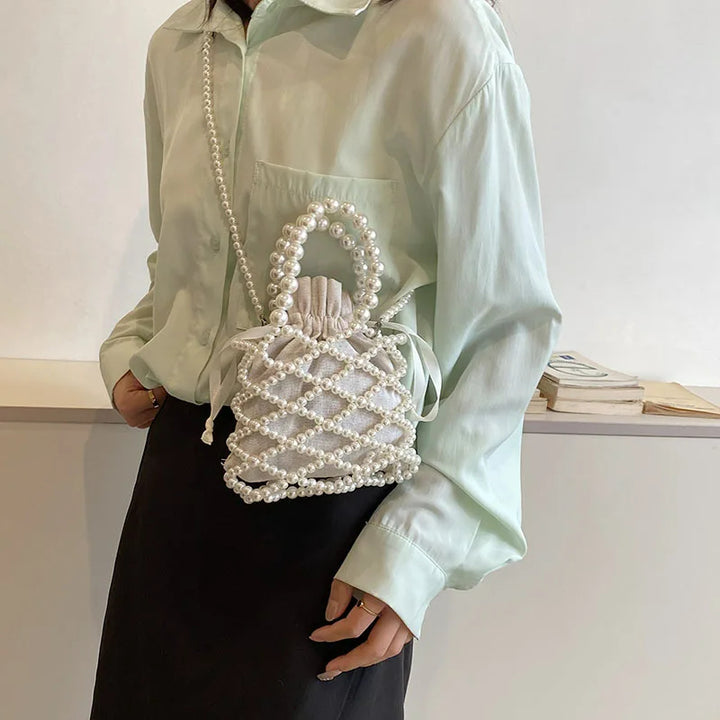 Handtasche aus Acrylperlen mit Futter für Damen, Vintage-Umhängetasche
