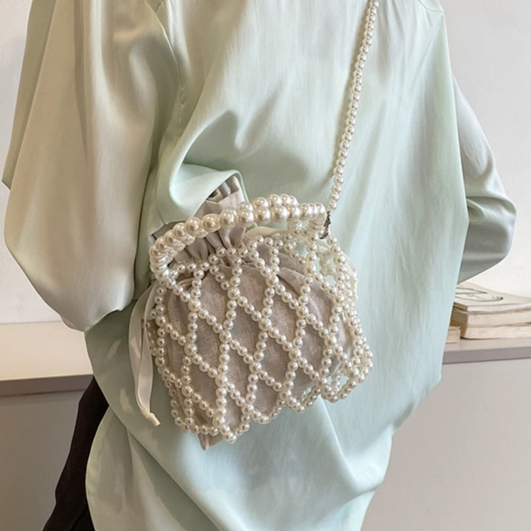 Handtasche aus Acrylperlen mit Futter für Damen, Vintage-Umhängetasche