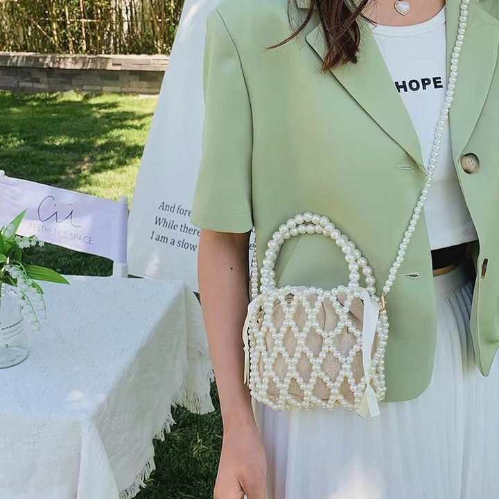 Handtasche aus Acrylperlen mit Futter für Damen, Vintage-Umhängetasche