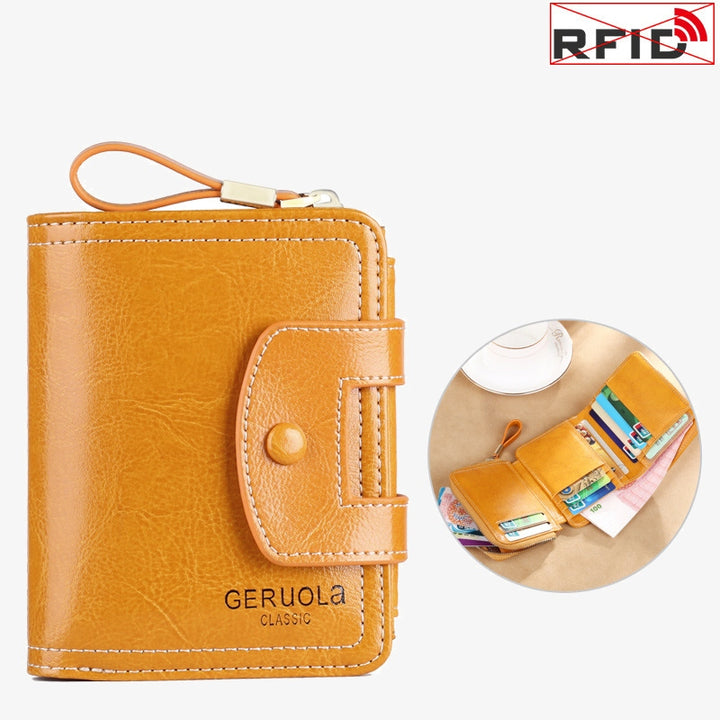 Geldbörse Damen Retro Schlank Leder RFID Einkaufstasche