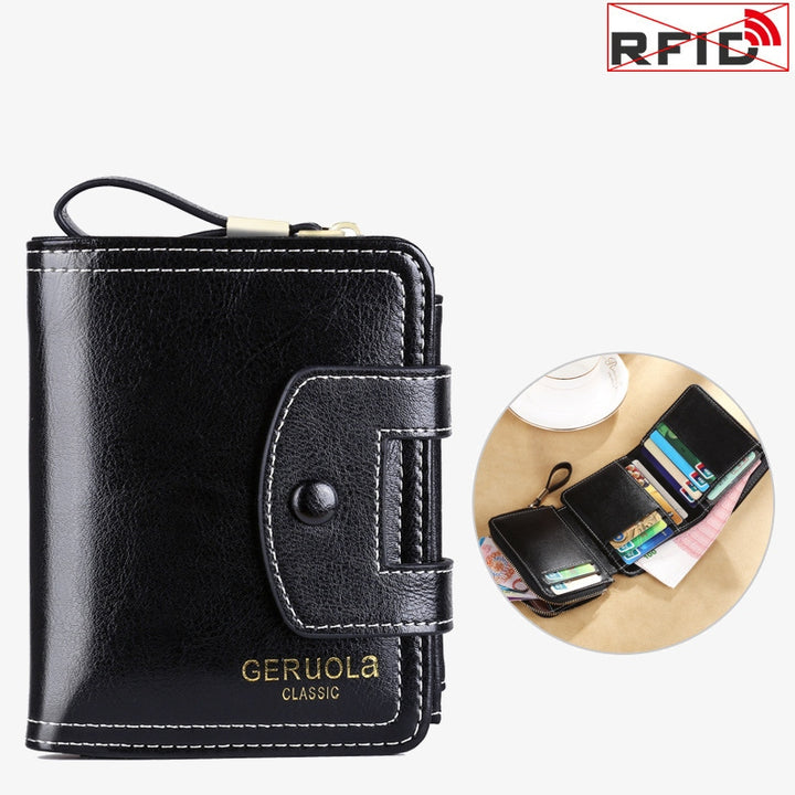 Geldbörse Damen Retro Schlank Leder RFID Einkaufstasche