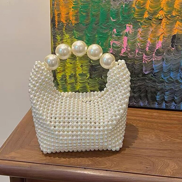 Perlenhandtasche für Damen , Weiß, elegante Umhängetasche