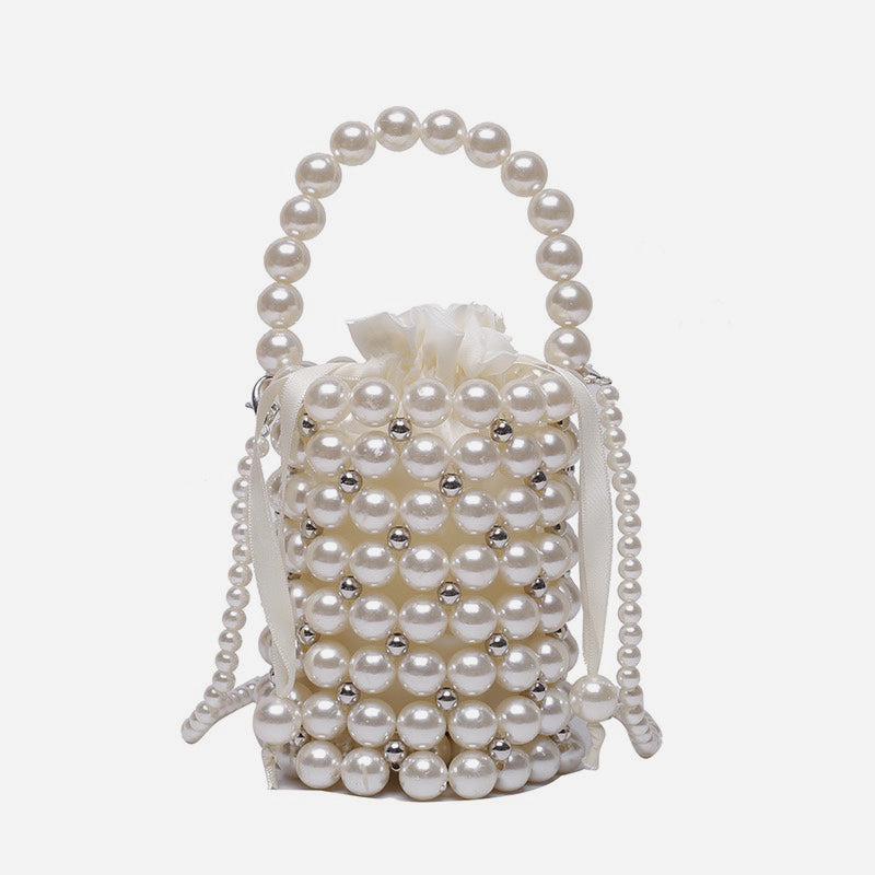Ausgehöhlte Perlen-Beutel-Tasche für Damen, Mini-Handtasche