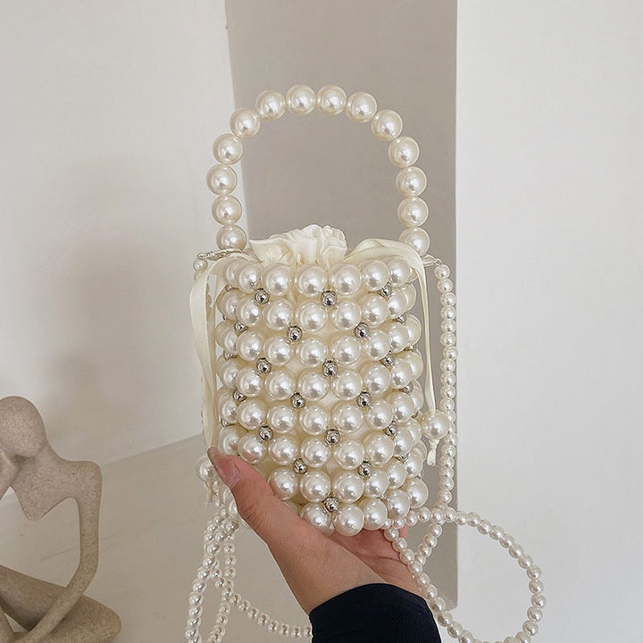 Ausgehöhlte Perlen-Beutel-Tasche für Damen, Mini-Handtasche