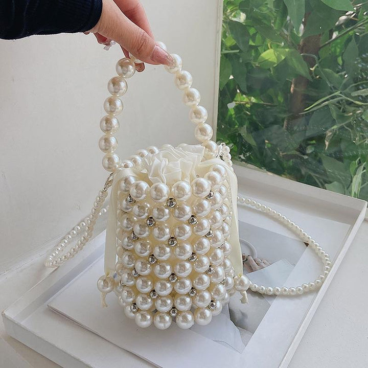 Ausgehöhlte Perlen-Beutel-Tasche für Damen, Mini-Handtasche