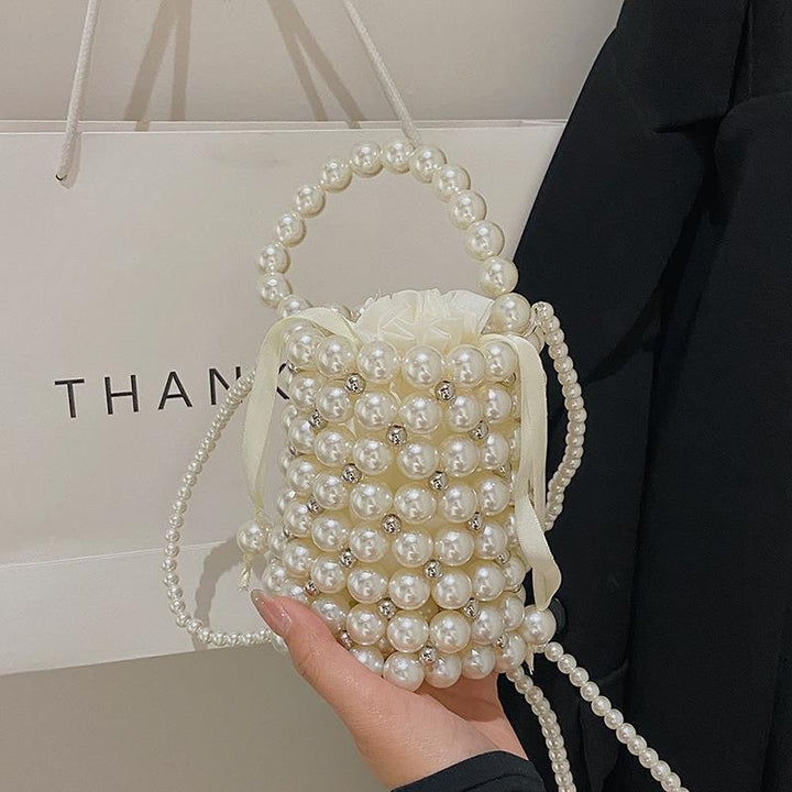 Ausgehöhlte Perlen-Beutel-Tasche für Damen, Mini-Handtasche