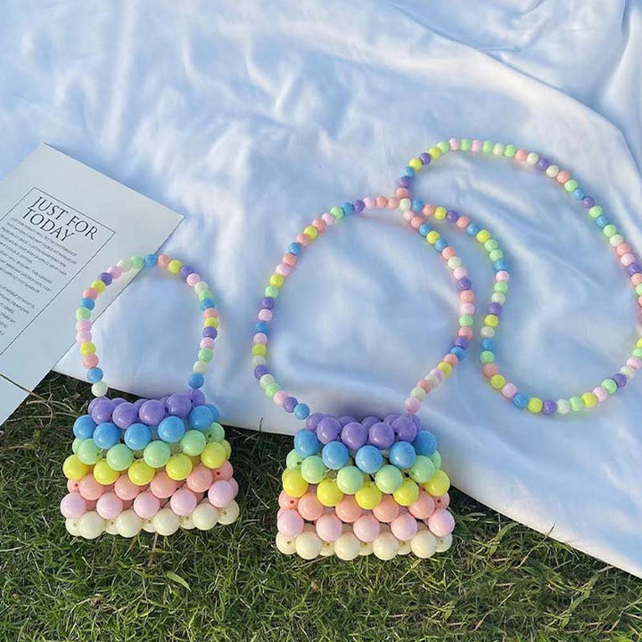 Mini Perlen geflochtene Tasche für Mädchen süße Umhängetasche