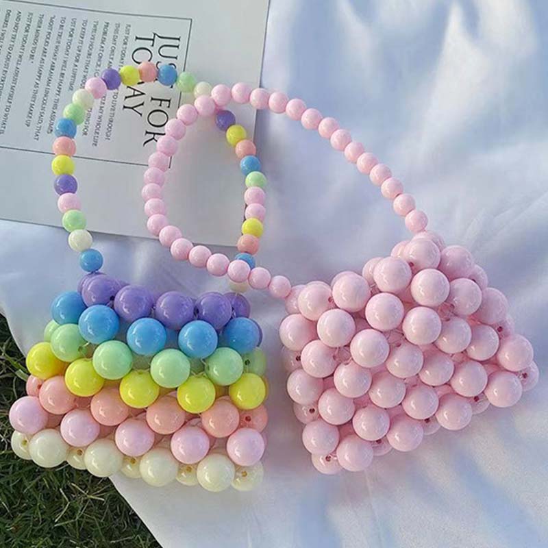 Mini Perlen geflochtene Tasche für Mädchen süße Umhängetasche