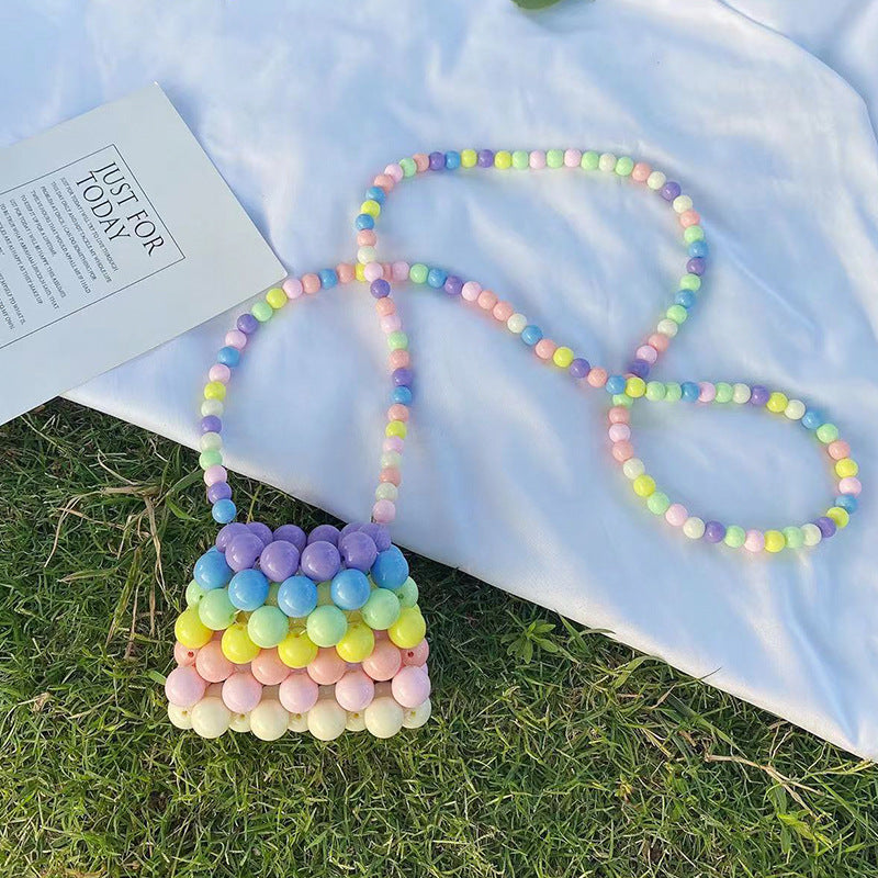 Mini Perlen geflochtene Tasche für Mädchen süße Umhängetasche