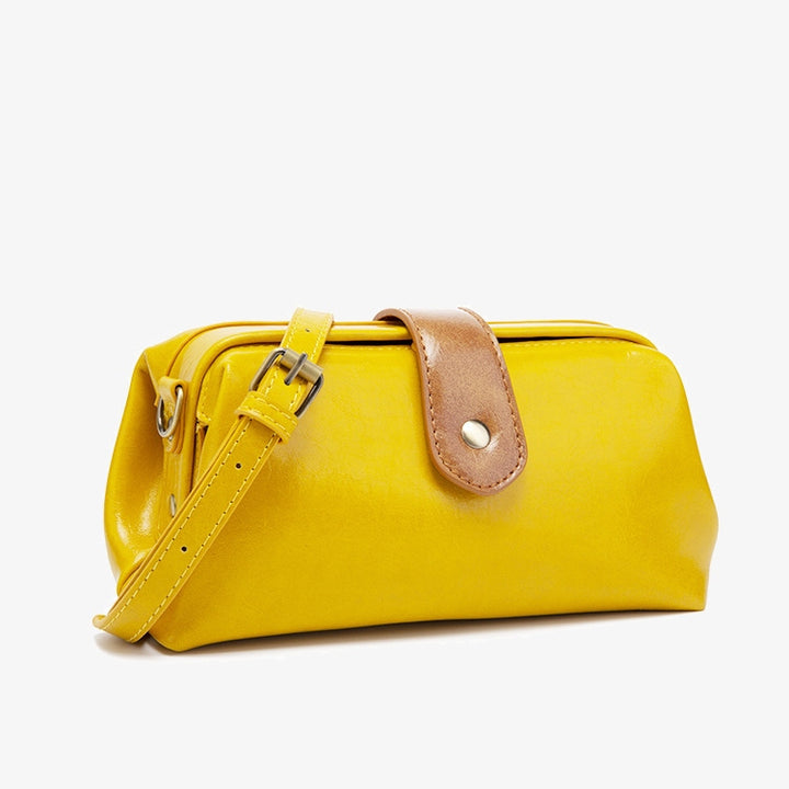 Vintage Horizontale Bürotasche Glänzendes pflanzlich gegerbtes Leder Umhängetasche