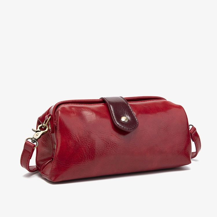 Vintage Horizontale Bürotasche Glänzendes pflanzlich gegerbtes Leder Umhängetasche
