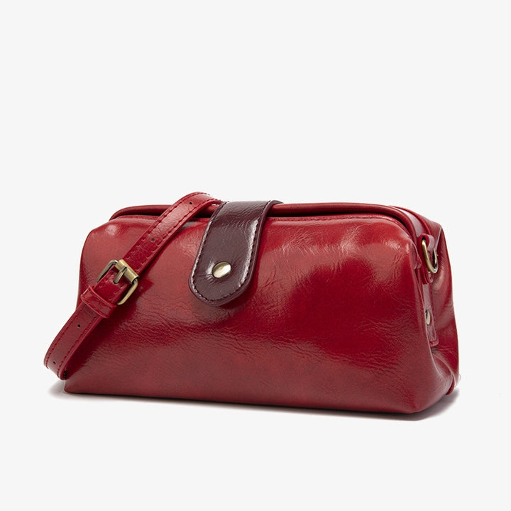 Vintage Horizontale Bürotasche Glänzendes pflanzlich gegerbtes Leder Umhängetasche