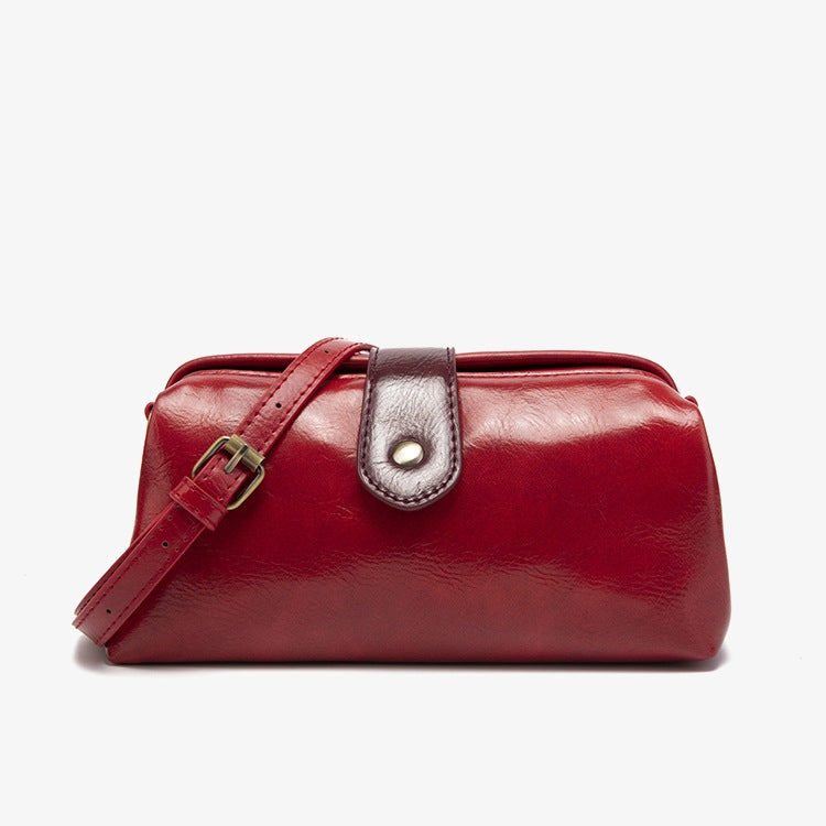 Vintage Horizontale Bürotasche Glänzendes pflanzlich gegerbtes Leder Umhängetasche