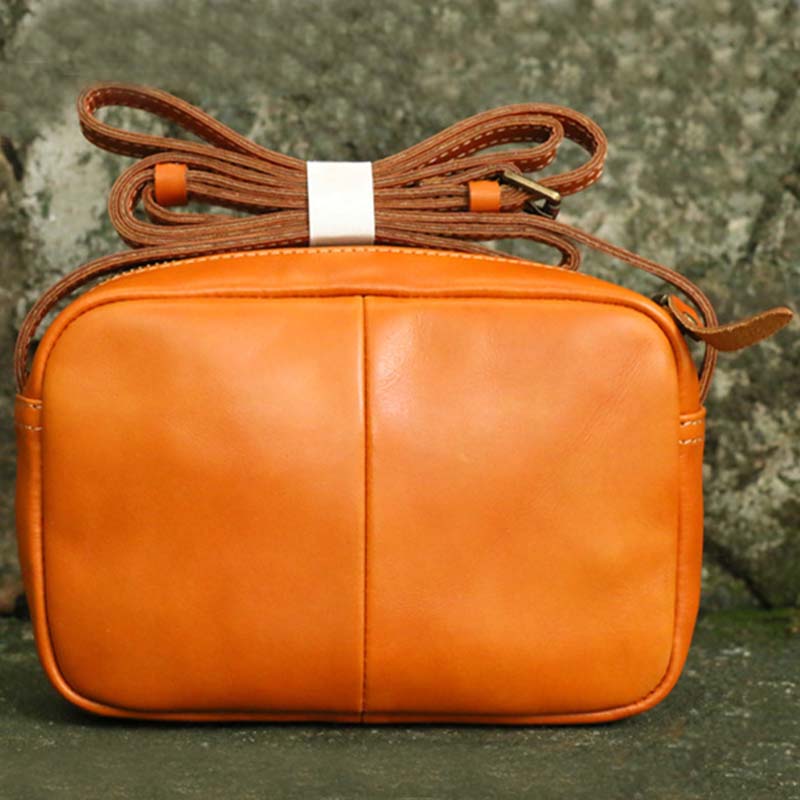 Vintage Umhängetasche für Damen in Kontrastfarbe, Geldbörse aus echtem Leder