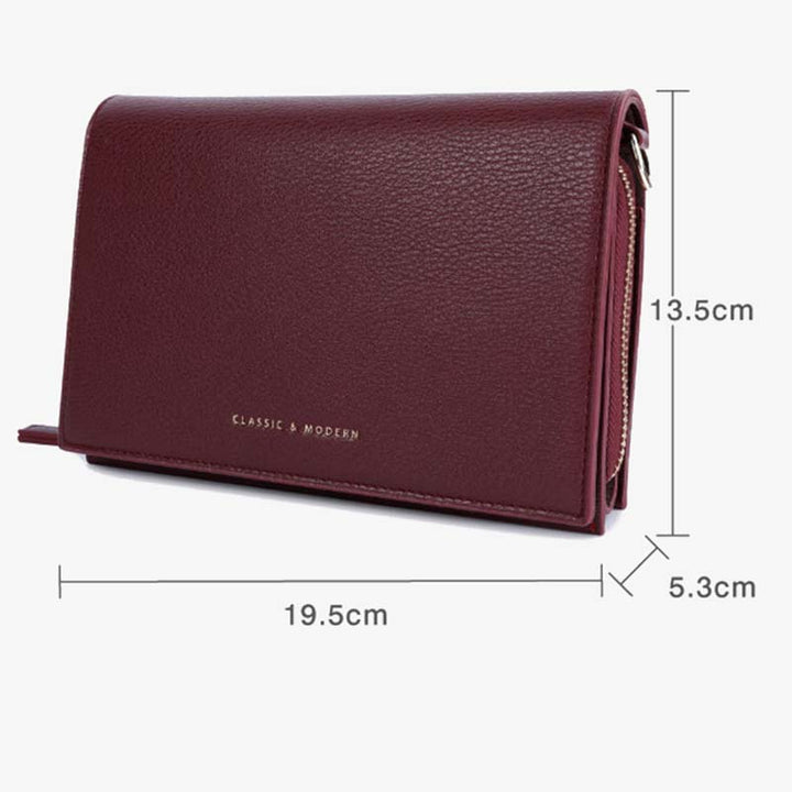 Handytasche mit drei Fächern für Damen, große horizontale Umhängetasche