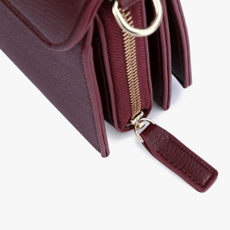 Handytasche mit drei Fächern für Damen, große horizontale Umhängetasche