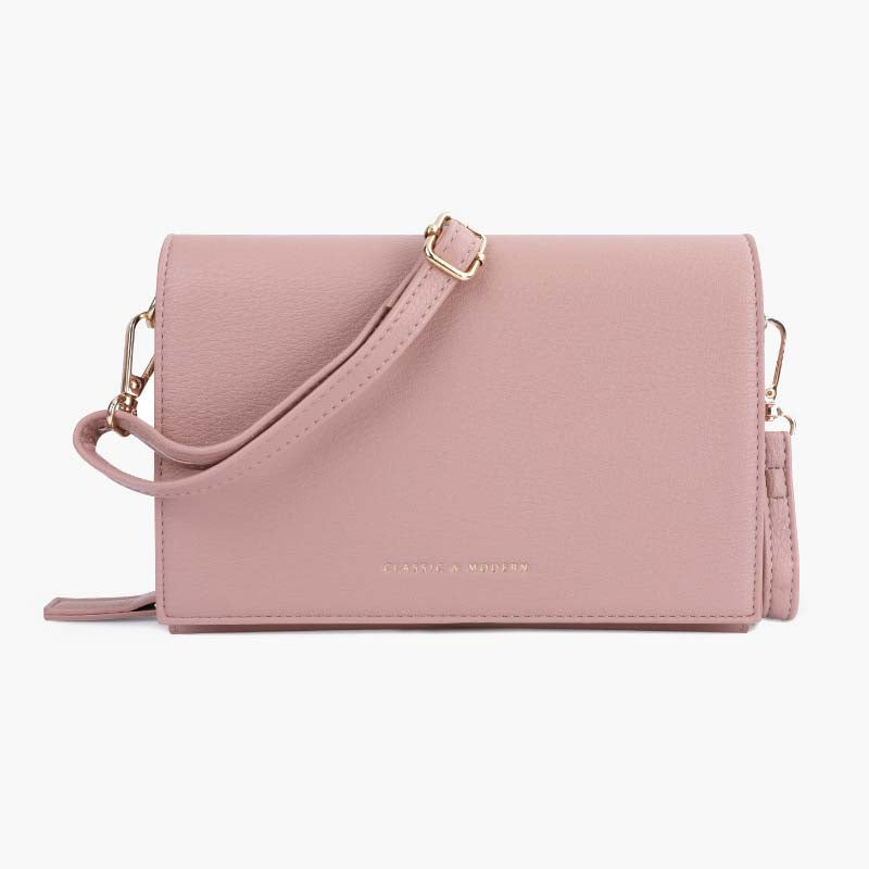Handytasche mit drei Fächern für Damen, große horizontale Umhängetasche