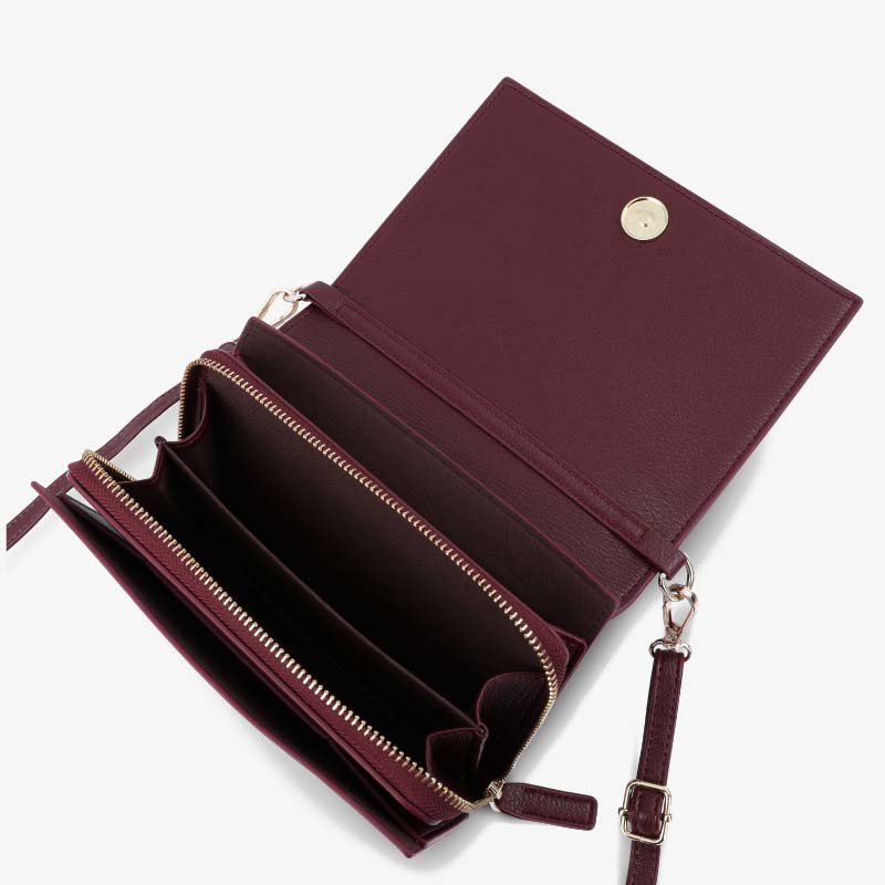 Handytasche mit drei Fächern für Damen, große horizontale Umhängetasche