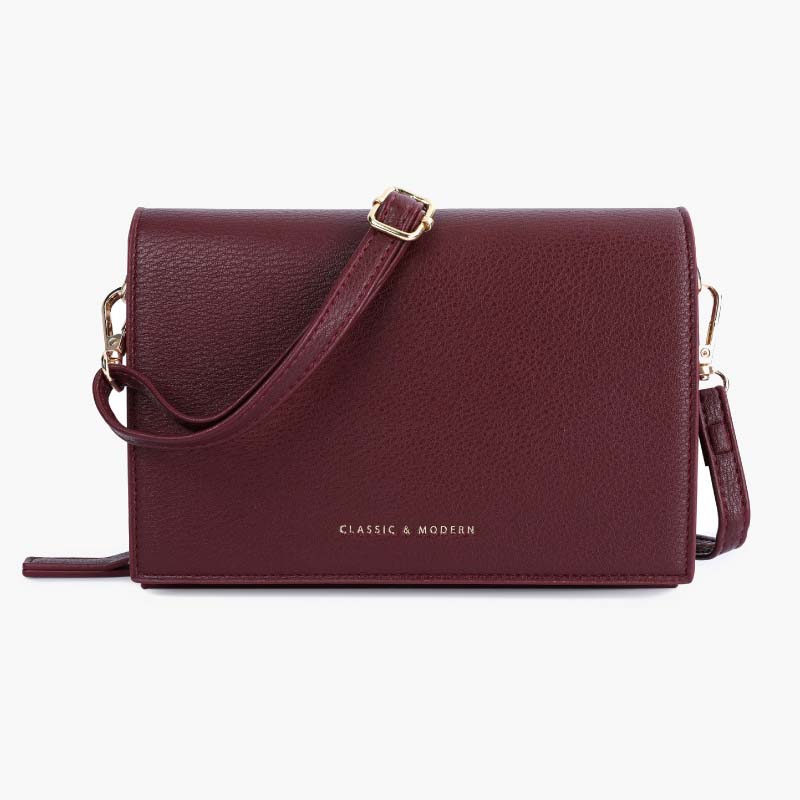 Handytasche mit drei Fächern für Damen, große horizontale Umhängetasche