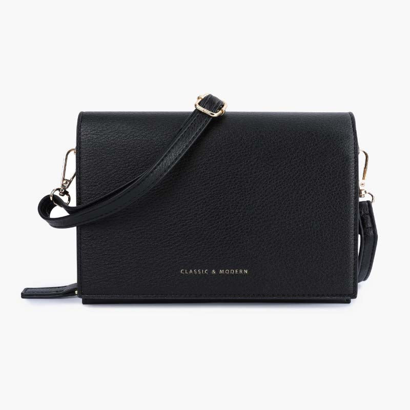 Handytasche mit drei Fächern für Damen, große horizontale Umhängetasche