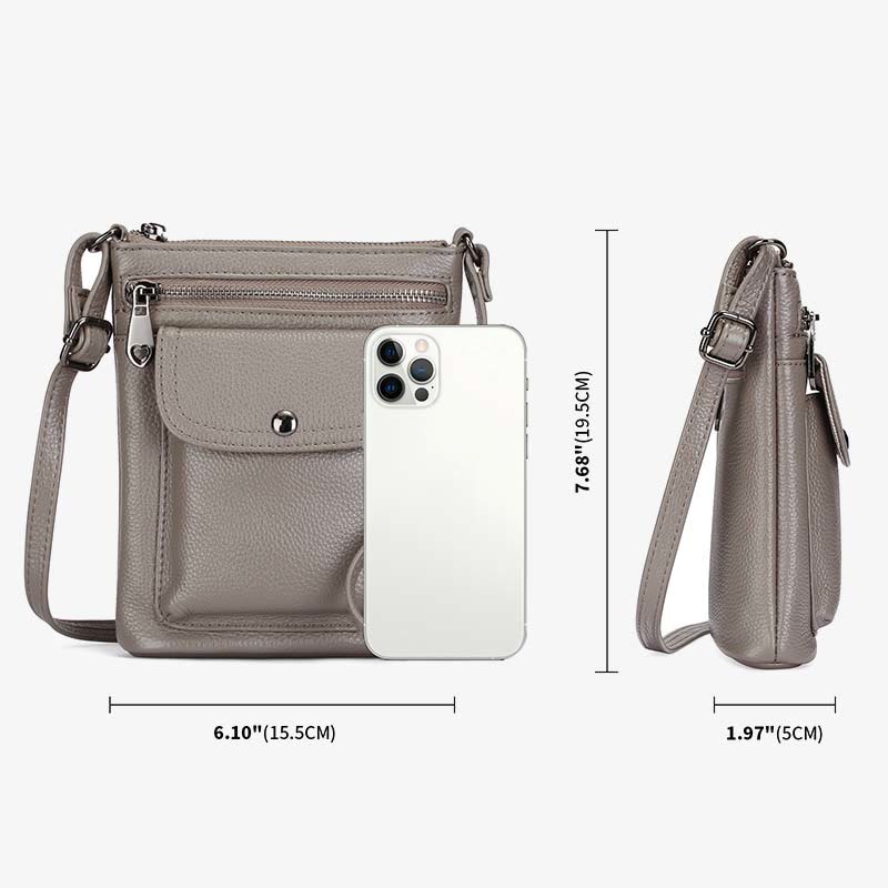 Handytasche mit mehreren Taschen für Damen aus echtem Leder