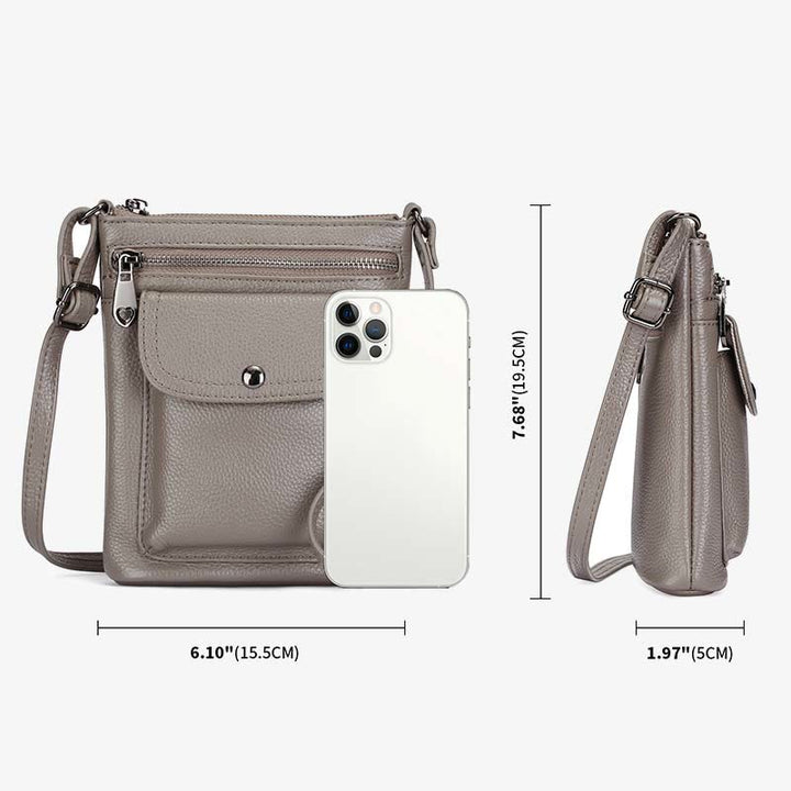 Handytasche mit mehreren Taschen für Damen aus echtem Leder