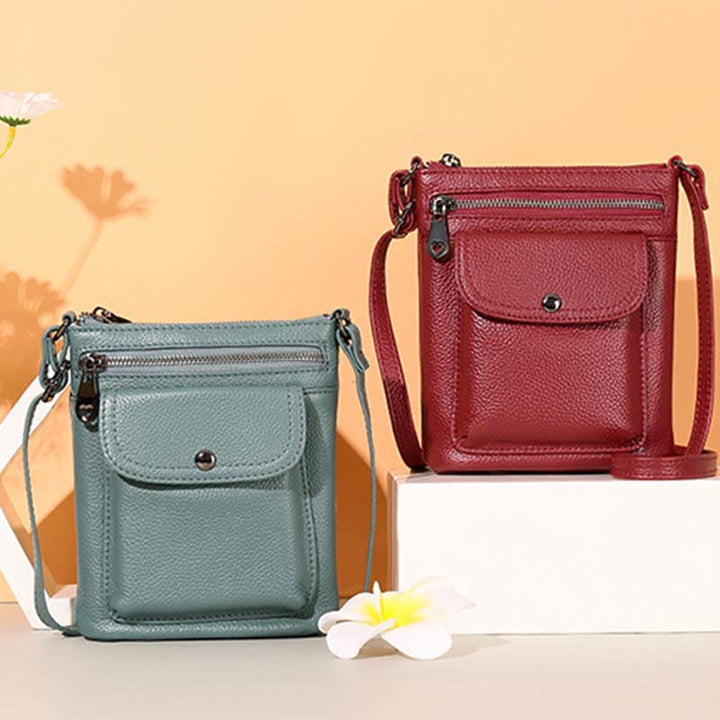 Handytasche mit mehreren Taschen für Damen aus echtem Leder