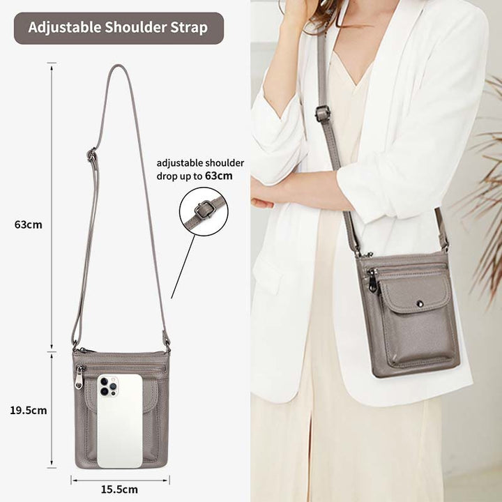 Handytasche mit mehreren Taschen für Damen aus echtem Leder