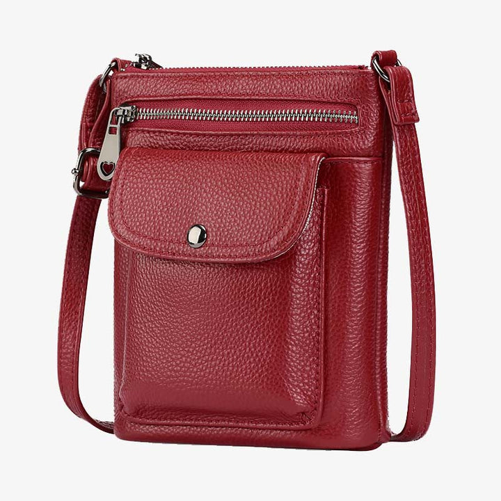 Handytasche mit mehreren Taschen für Damen aus echtem Leder