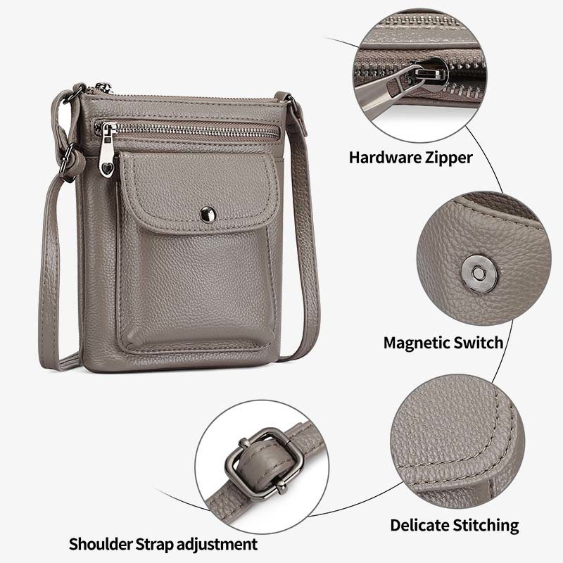 Handytasche mit mehreren Taschen für Damen aus echtem Leder