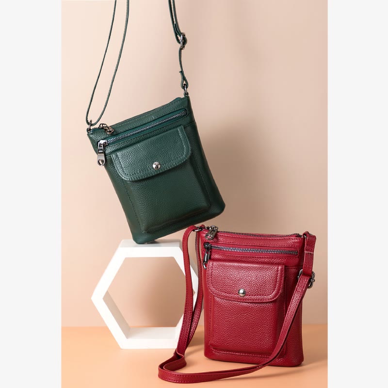 Handytasche mit mehreren Taschen für Damen aus echtem Leder