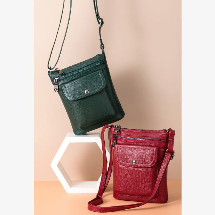 Handytasche mit mehreren Taschen für Damen aus echtem Leder