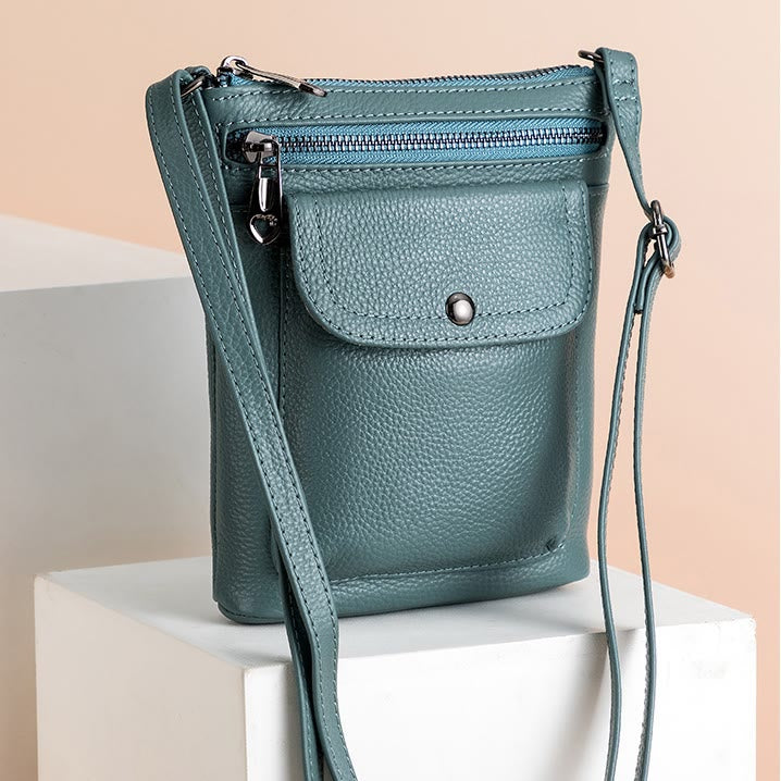 Handytasche mit mehreren Taschen für Damen aus echtem Leder