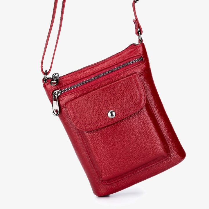 Handytasche mit mehreren Taschen für Damen aus echtem Leder